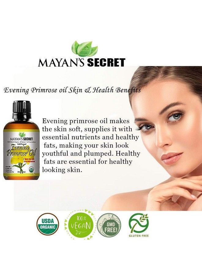 Mayan's Secret - Evening Primrose Oil Usda Certified Organic/Natural/Undiluted/Unrefined/Cold Pressed Carrier Oil Rejuvenate And Moisturize The Skin And Hair - Image 1