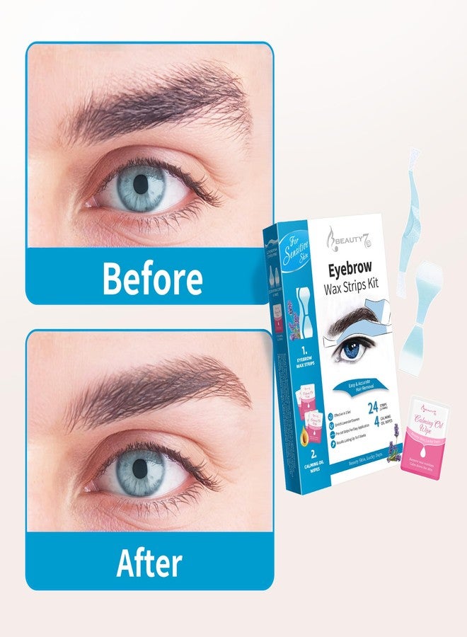 Beauty7 Sensitive Eyebrow Wax Strips, Facial Hair Removal for Men, Eyebrow Waxing Strips, 24 Strip 4 Calming Oil Wipes, Home Waxing for Men - Image 4