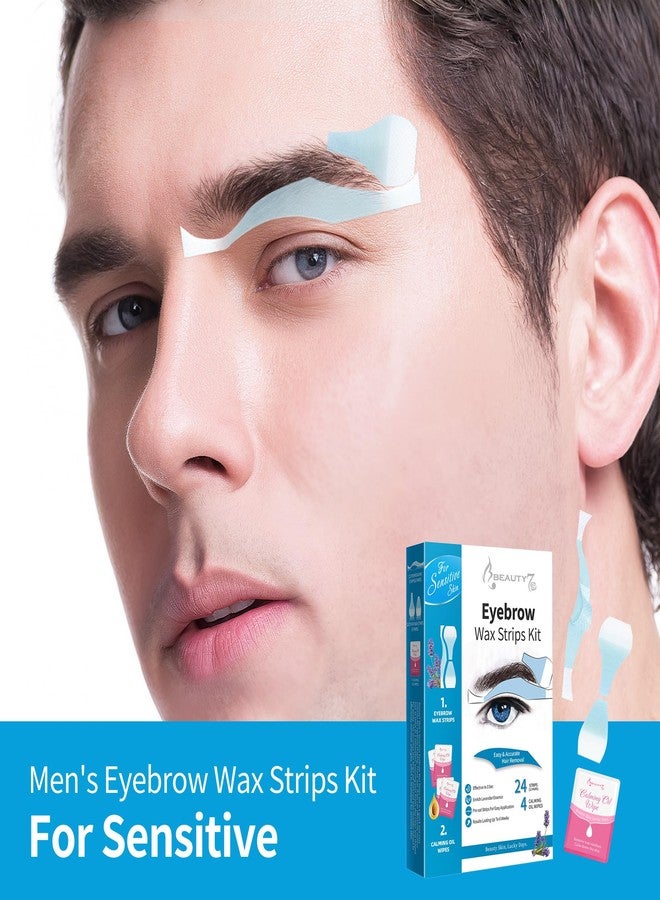 Beauty7 Sensitive Eyebrow Wax Strips, Facial Hair Removal for Men, Eyebrow Waxing Strips, 24 Strip 4 Calming Oil Wipes, Home Waxing for Men - Image 3