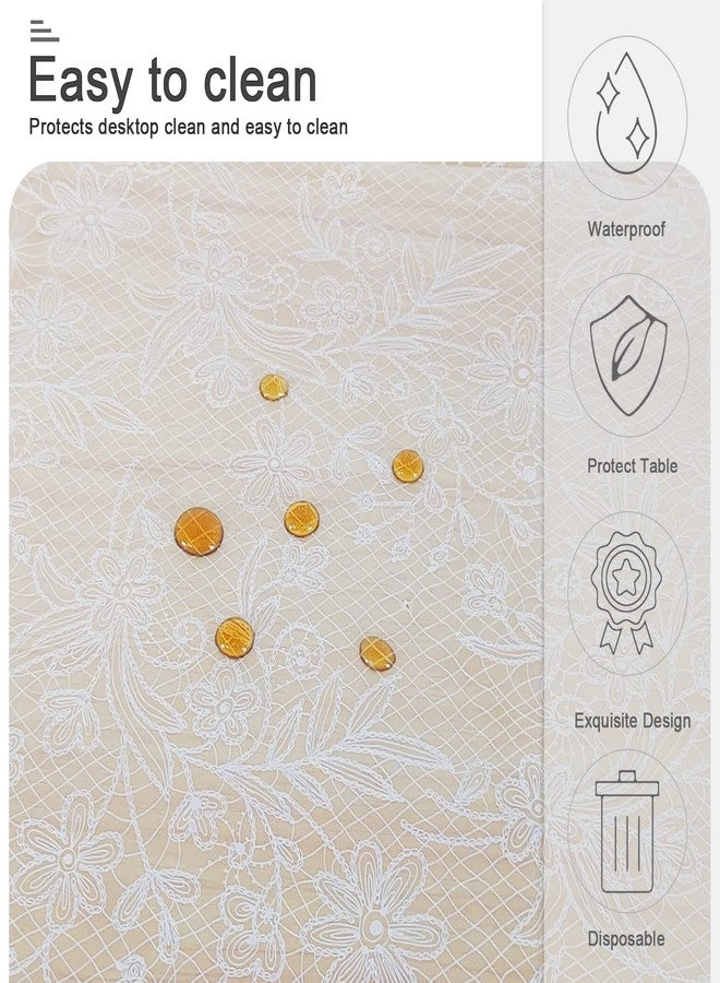 Mulbozy 2 Pcs Plastic Lace Tablecloth, Spill-Proof White Lace Tablecloth, 54 X 108 Inches Lace Tablecloth Rectangular for Wedding Party, Bridal Shower, Baby Shower Reception Table Decoration - Image 3