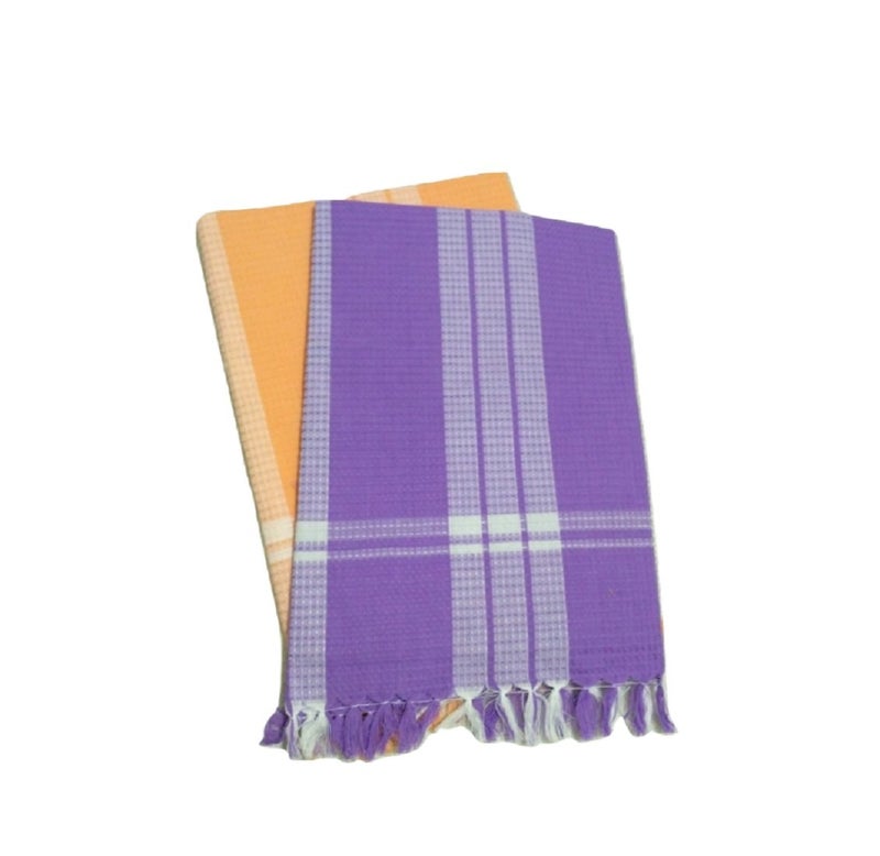 Cotton Colors Cotton Waffle Design Bath Towel (Large Size, Multicolour) - Pack of 4 - Image 2