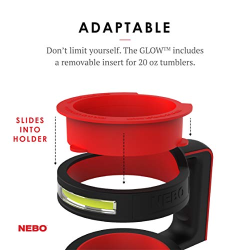 NEBO GLOW Tumbler Handle Light | 220 Lumens, 3 Light Modes, Fits 20 oz & 30 oz Coffee Tumblers, Water Resistant, Ergonomic Handle, LED Camping Lantern & Cup Cradle, Includes 3x AAA Batteries - Image 2