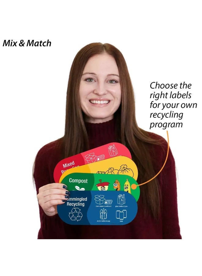 4 Colors Pack For Mixed Recycling Stickers Special Trash Can Stickers Decorative Waterproof Vinyl - Image 5