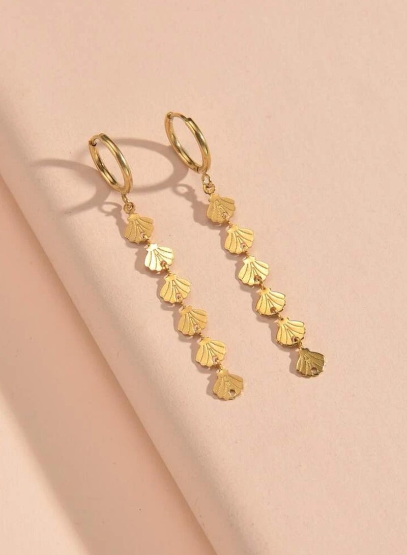 إيكوال حلق اذن نسائي أنيق مصنوع من الاستانلس ستيل ومطلي باللون الذهبي عيار 18 - Image 1