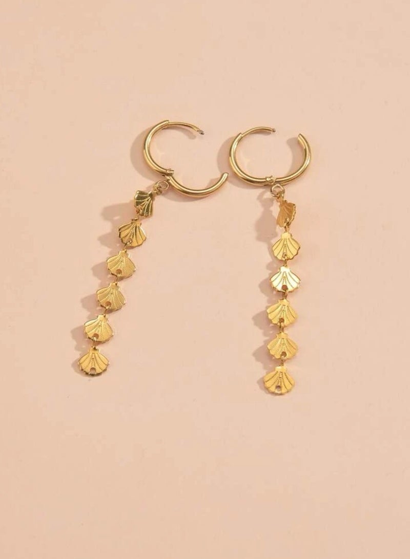 إيكوال حلق اذن نسائي أنيق مصنوع من الاستانلس ستيل ومطلي باللون الذهبي عيار 18 - Image 2