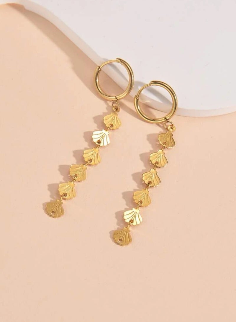 إيكوال حلق اذن نسائي أنيق مصنوع من الاستانلس ستيل ومطلي باللون الذهبي عيار 18 - Image 3