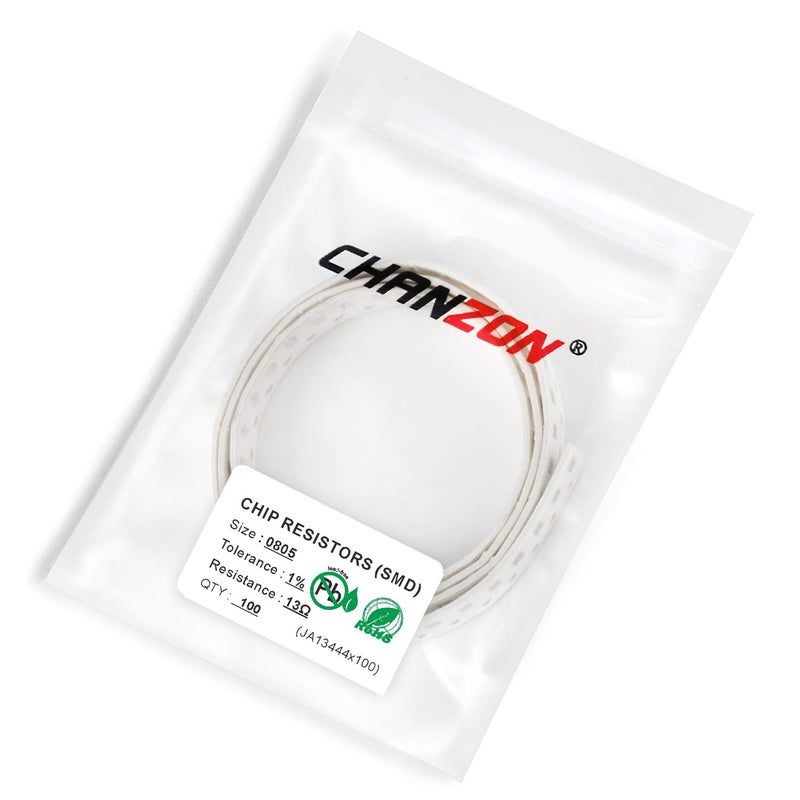 CHANZON 100 قطعة 0805 مقاومة SMD 13 Ω أوم 1/8 واط 0.125 واط ±1% تحمل فيلم سميك 13R مقاومات SMT مع شهادة Rohs - Image 3