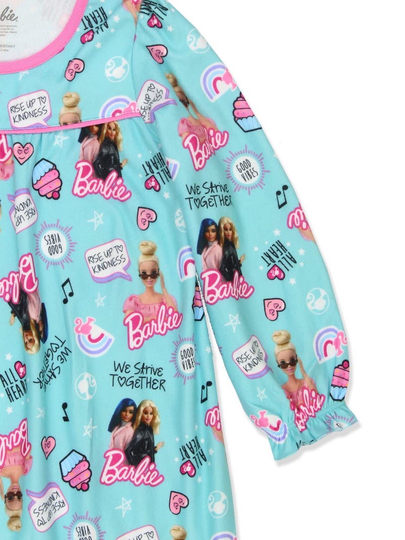 Barbie Girls Cute Flannel Granny Gown - Nightgown Pajamas Turquoise - Image 3