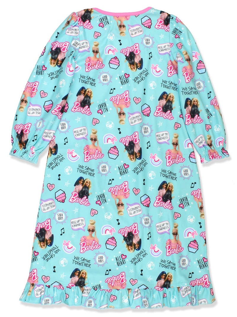Barbie Girls Cute Flannel Granny Gown - Nightgown Pajamas Turquoise - Image 2