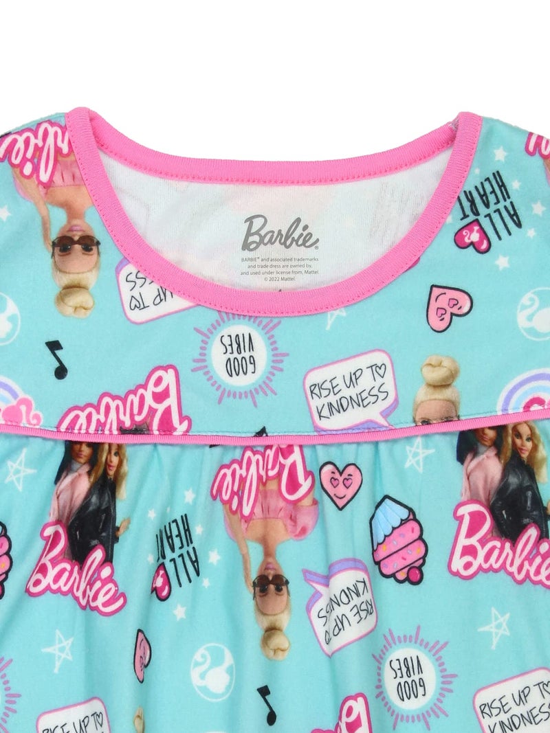 Barbie Girls Cute Flannel Granny Gown - Nightgown Pajamas Turquoise - Image 4