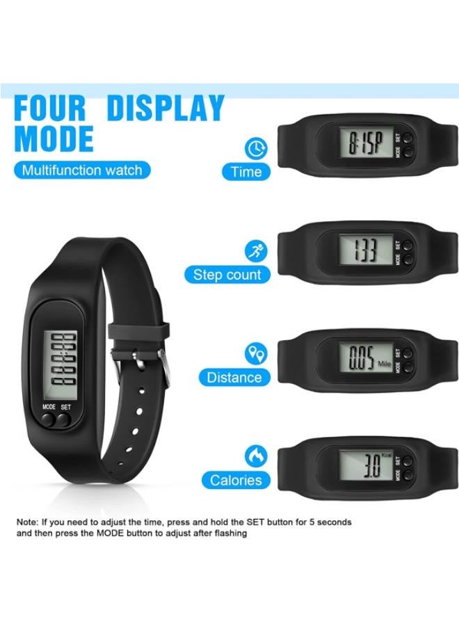 Silicone Fitness Tracker Watch 3 Pcs Walking Running Pedometer Calorie Burning and Step Counting Bracelet Steps Pedometer Watch for Walking Men Women Kids - Image 4