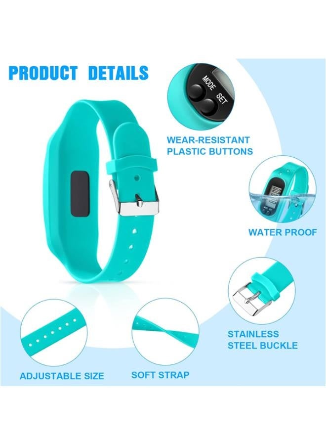 Silicone Fitness Tracker Watch 3 Pcs Walking Running Pedometer Calorie Burning and Step Counting Bracelet Steps Pedometer Watch for Walking Men Women Kids - Image 3
