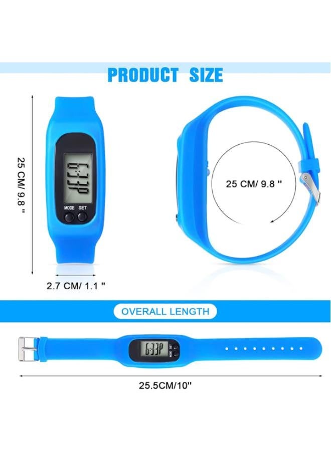 Silicone Fitness Tracker Watch 3 Pcs Walking Running Pedometer Calorie Burning and Step Counting Bracelet Steps Pedometer Watch for Walking Men Women Kids - Image 2