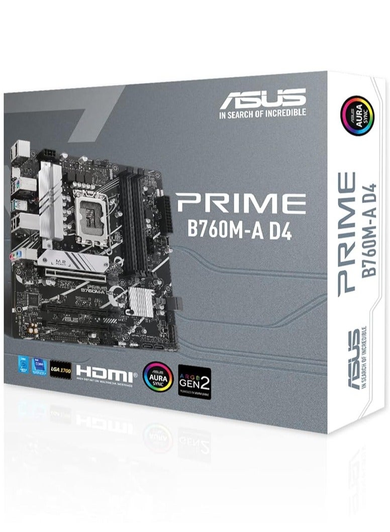 أسوس لوحة أم PRIME B760M-A-CSM من إنتل® B760 (LGA 1700) بحجم mATX مع PCIe 4.0، DDR5، فتحتين M.2، Ethernet بسرعة 2.5Gb من Realtek، DisplayPort، HDMI™ مزدوج، SATA بسرعة 6 Gbps، USB 3.2 Gen 2 في الخلف، USB 3.2 Gen 1 Type-C®، Aura Sync - Image 1