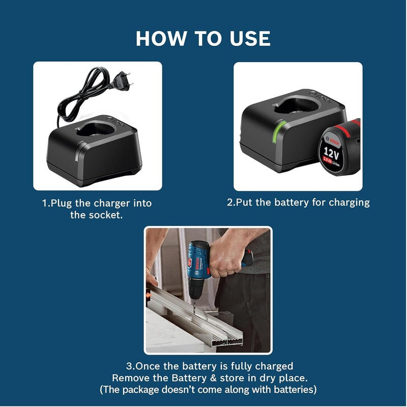 BOSCH GAL 12V-20 Battery Charger | for Tubular Batteries | 80/20 Dual-Charging Mode | Fast Initial Charge (80%) | Input Voltage 230 V| Charging Status Light | 1 x 12V-20 Battery Charger - Image 4