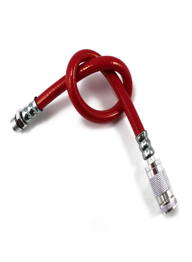 Prestacycle Prestaflator Pro 3-Way Presta Head Hose – Reinforced Flexible Red Polyurethane, Quick-Click2™ Spin-On Head, 300 PSI, 13" Length, Alloy Clamps, Fits All Prestaflator Tools with O-Ring Included - Image 1