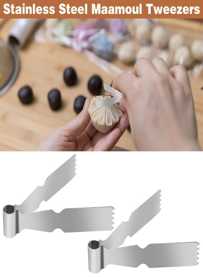 CANIPHA 2Pcs Maamoul Tweezers Tongs, Maggash Manqat Pastry Tools Cookie Maker Dough Scraper Press, Stainless Steel Pastry Tongs Baking Crimper Tool for Decorating and Sealing Cookies, Shakarbura, Pie Crusts - Image 3