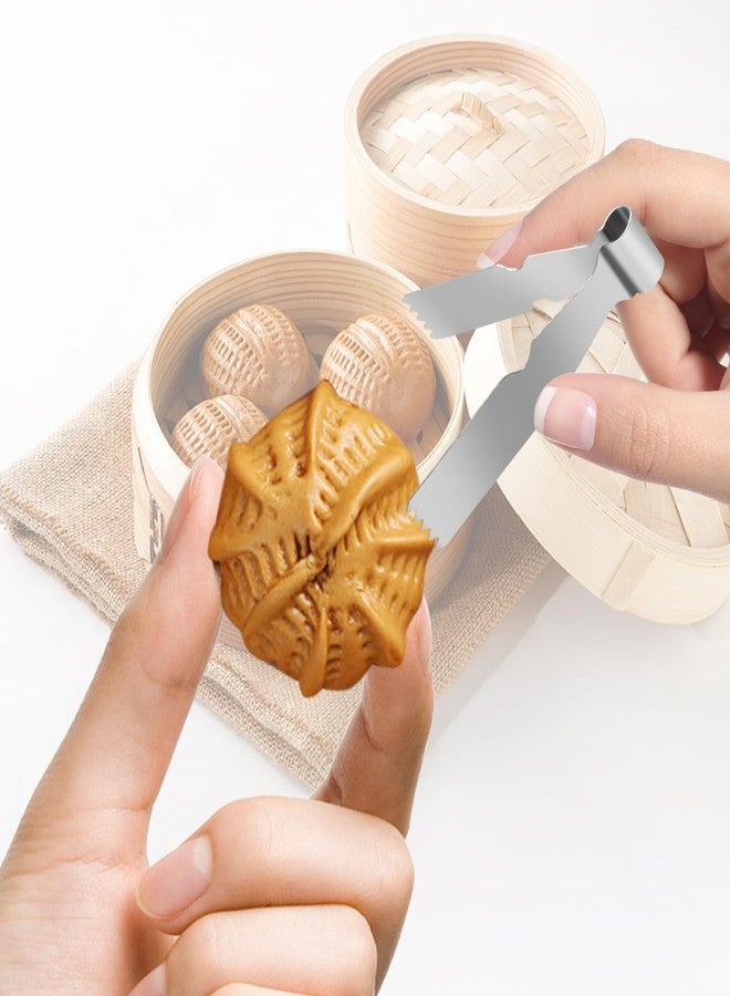 CANIPHA 2Pcs Maamoul Tweezers Tongs, Maggash Manqat Pastry Tools Cookie Maker Dough Scraper Press, Stainless Steel Pastry Tongs Baking Crimper Tool for Decorating and Sealing Cookies, Shakarbura, Pie Crusts - Image 5