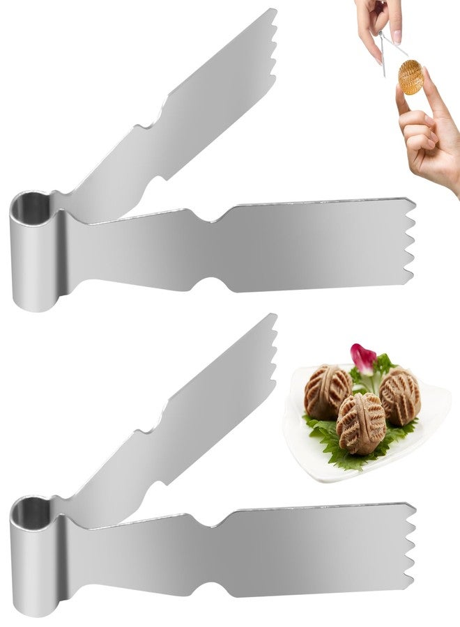 CANIPHA 2Pcs Maamoul Tweezers Tongs, Maggash Manqat Pastry Tools Cookie Maker Dough Scraper Press, Stainless Steel Pastry Tongs Baking Crimper Tool for Decorating and Sealing Cookies, Shakarbura, Pie Crusts - Image 1