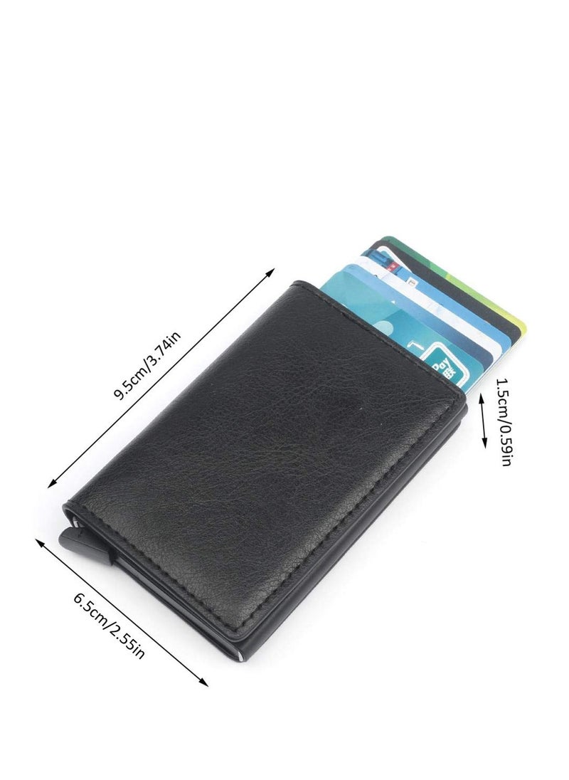 Daytoyz - Men's Leather Wallet RFID Blocking Aluminum Automatic Pop-Up Credit Card Holder Case - Image 1
