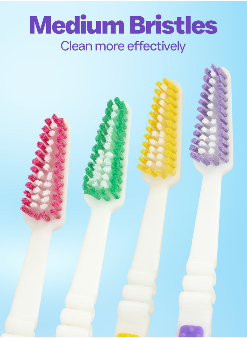 Shield Care - Shield Care Flex Manual Toothbrush Value Pack, Full Multi-Level Filaments, Medium Bristles for Deep Cleaning, Ideal for Adults - 4 Count (Pack of 1) - Image 1