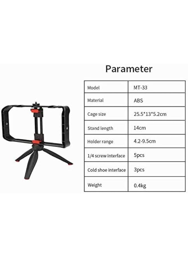 Mobile Phone Tripod with Durable ABS Design MT-33 , Lightweight and Foldable Tripod with Adjustable Legs and 360° Rotation , Compatible with Most Smartphones, Ideal for Vlogging, Professional Photography, Live Streaming and Videos - Easy Setup and Quick Use on the Go