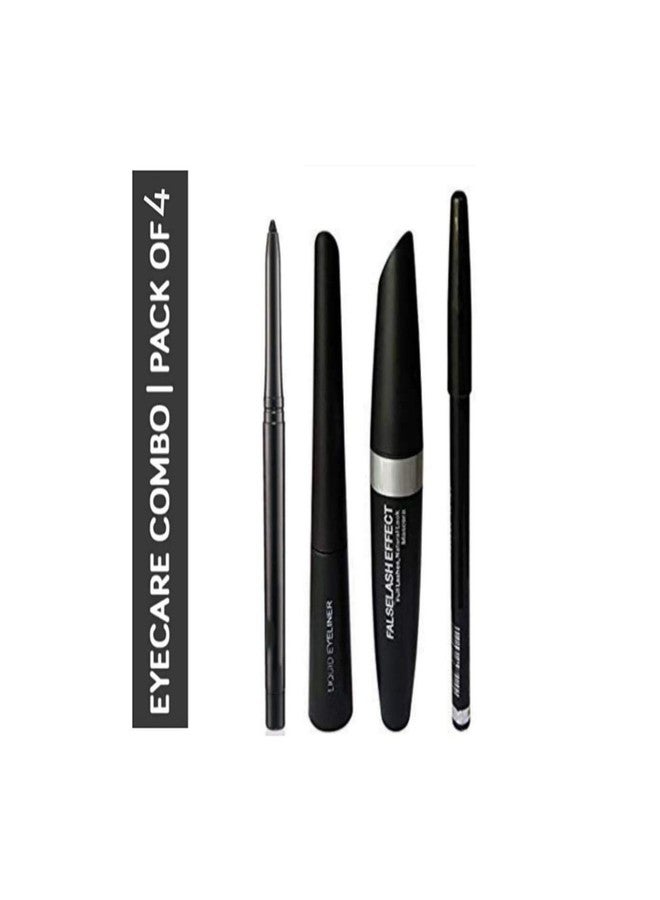 Lenon Beauty Professionals Gel Natural Eyeliner, Eyebrow Pencil, Pencil Kajal & Mascara Black Pack of 4 - Image 1