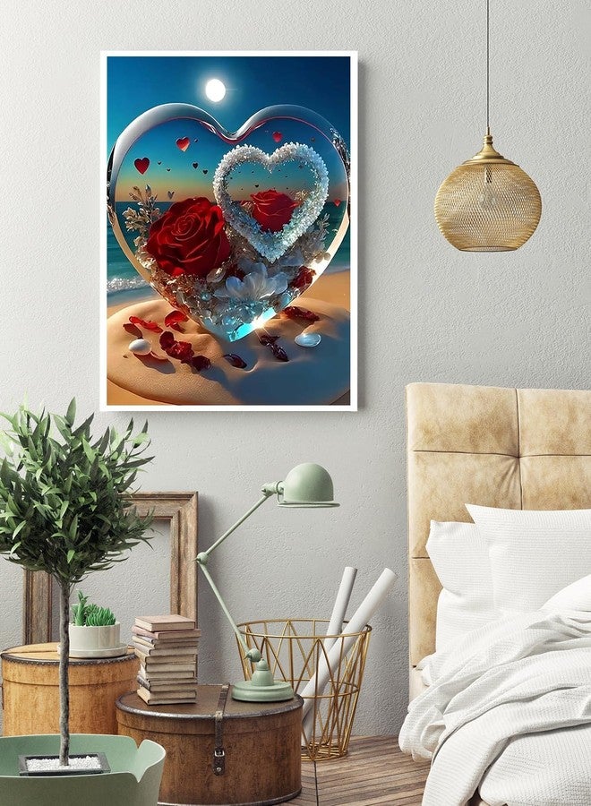 KINPLUB 5D Diamond Painting Kits for Adults, Roses in Love Beach Diamond Art Kits for Adults Beginners, DIY Full Drill Paint with Round Diamond Dots, Home Wall Decor 12x16 Inch - Image 4