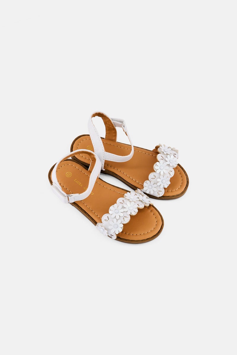 LAURA ASHLEY Toddlers Girl Velcro Closure Sandals, White - Image 4