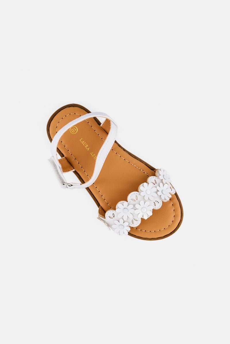 LAURA ASHLEY Toddlers Girl Velcro Closure Sandals, White - Image 3