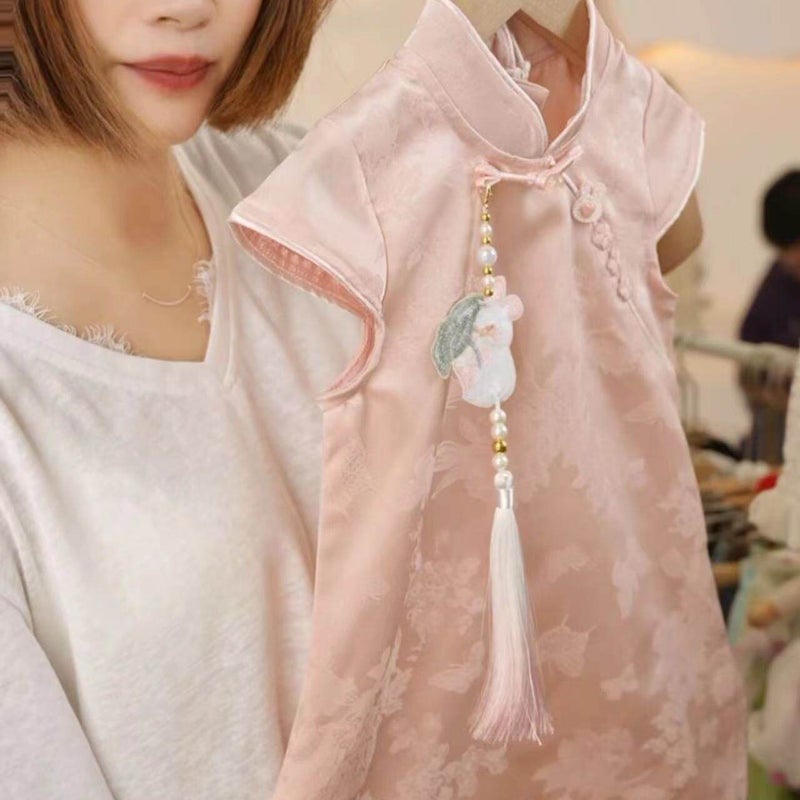 Kids Chinese Cheongsam Dress Summer Short Sleeve Soft - Image 2