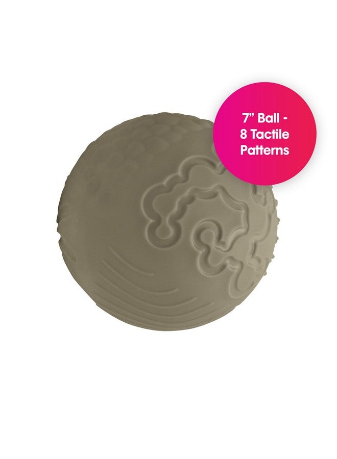 Edushape Texture-iffic Sensory Ball for Baby - 7" Boho Chic Olive Color Baby Ball with 8 Sections of Different Tactile Patterns - Image 3
