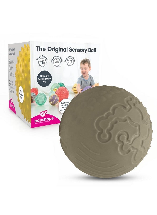 Edushape Texture-iffic Sensory Ball for Baby - 7" Boho Chic Olive Color Baby Ball with 8 Sections of Different Tactile Patterns - Image 1