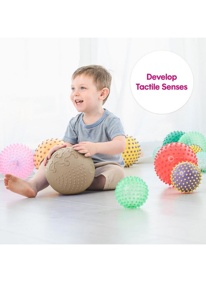 Edushape Texture-iffic Sensory Ball for Baby - 7" Boho Chic Olive Color Baby Ball with 8 Sections of Different Tactile Patterns - Image 4