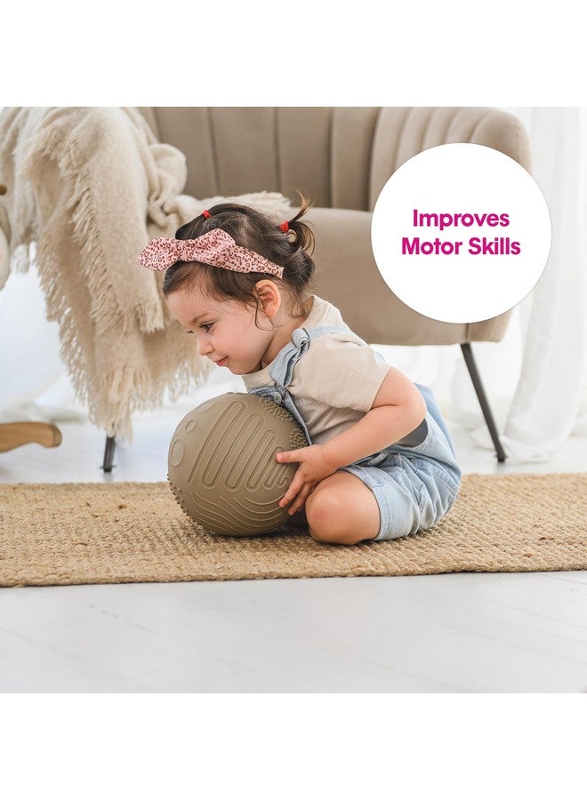 Edushape Texture-iffic Sensory Ball for Baby - 7" Boho Chic Olive Color Baby Ball with 8 Sections of Different Tactile Patterns - Image 5