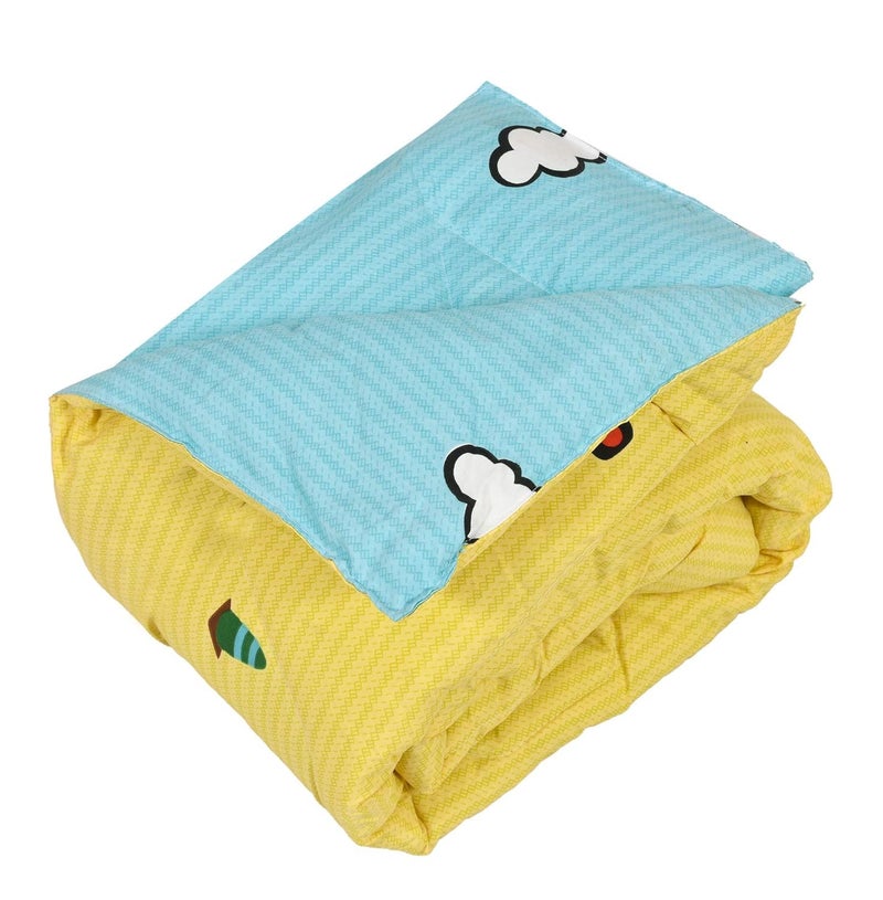 Filymore Cute Car Comforter for Kids Boys - Cute Cartoon Print Single Bed Blanket, Microfiber Dohar for Boys & Girls | Soft Kids Winter & Summer Quilt |60x90 Inches (Leamon and SkyBlue) - Image 4