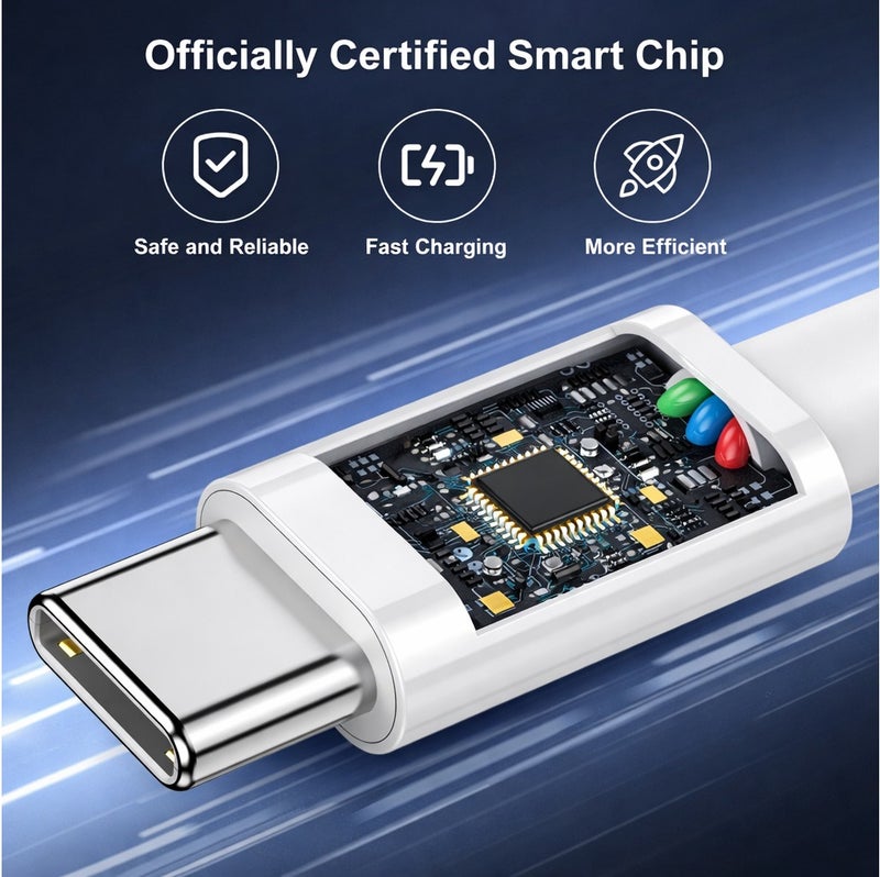 كابل تايب سي إلى تايب سي 2 متر – شحن سريع PD – سلك مجدول متين – للابتوب وماك بوك وآيفون 15/16 وآيباد - Image 3