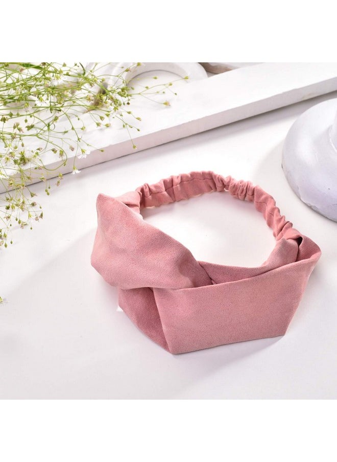 Vogue Hair Accessories - Solid Nylon Fabric Knot Stretchable Hairband For Girls And Women, Pack Of 1 - Pink - Image 1