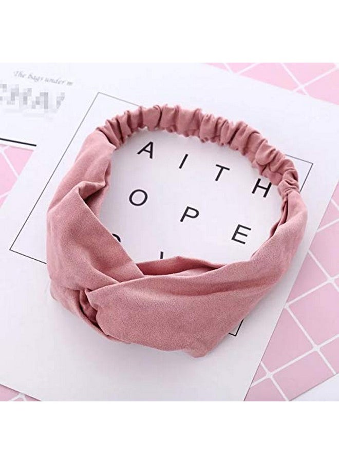 Vogue Hair Accessories - Solid Nylon Fabric Knot Stretchable Hairband For Girls And Women, Pack Of 1 - Pink - Image 1