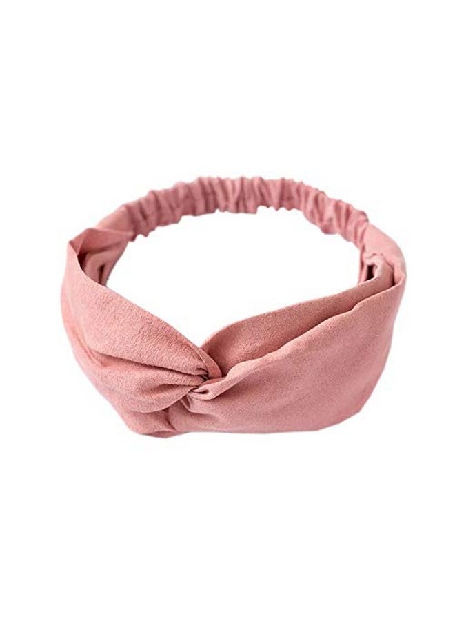 Vogue Hair Accessories - Solid Nylon Fabric Knot Stretchable Hairband For Girls And Women, Pack Of 1 - Pink - Image 1