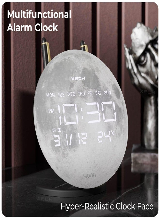 Xech Alarm Clock for Heavy Sleepers | Dual Loud Alarms | USB-C Powered | Small LED Table Clock for Students | Home Decoration Items for Living Room | Gift for Woman | Solaris-X Neo (Moon) - Image 3