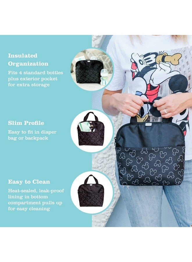 J.L. Childress J.L. Childress MaxiCOOL 4 Bottle Breastmilk Cooler, Baby Bottle and Baby Food Bag, Insulated and Leak Proof, Ice Pack Included (Mickey Black)  - Image 1