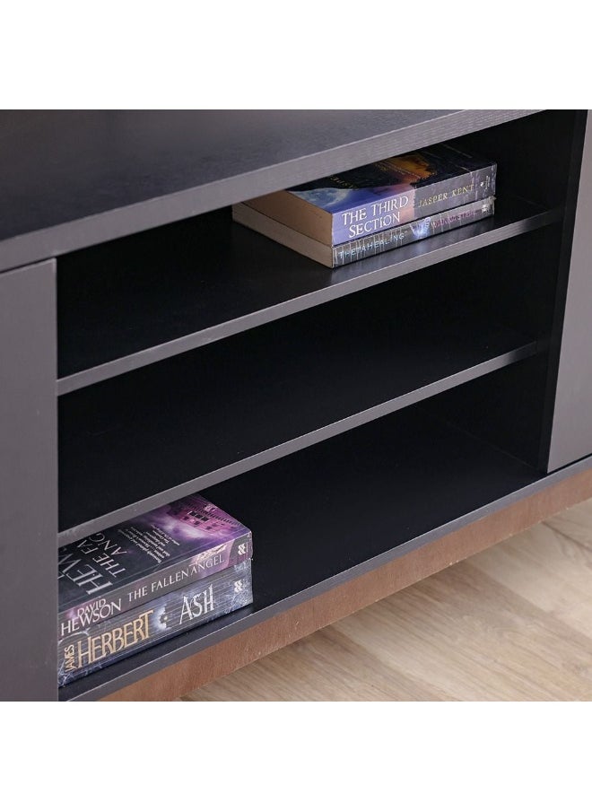 DANUBE HOME Titan Tv Unit Extendable Top Entertainment Modern Design Multifunctional Tv Stand Wooden Tv Stand Media Console Table For Living Room Bedroom - Black/Natural - Up To 65 Inch  - Image 3