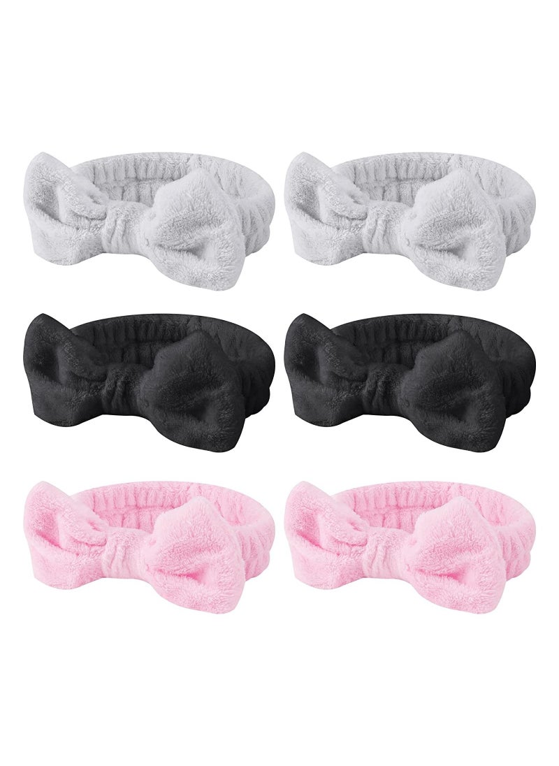 ORiTi 6 Pcs Spa Headband, Fluffy headband, Hair Band for Washing Face, Bow Hair Band, Makeup Headband, Towel Headband, Soft Skincare Headbands  - Image 1
