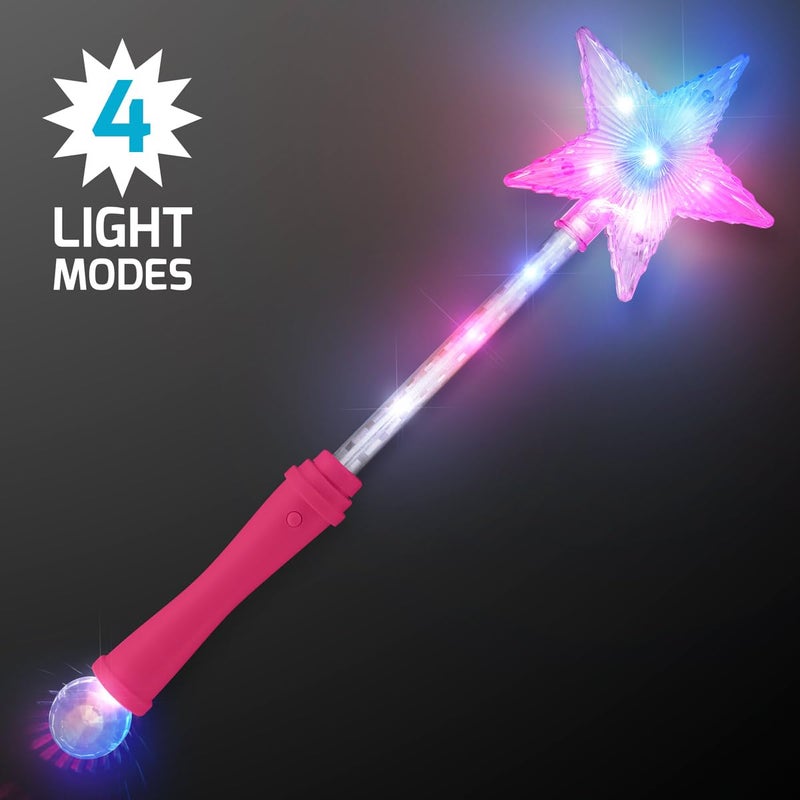 FlashingBlinkyLights Pink Super Star Princess LED Light Up Magic Wand for Kids - Image 3