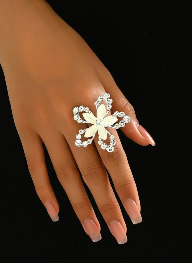 Take Two Take Two Silver Flower Statement Ring