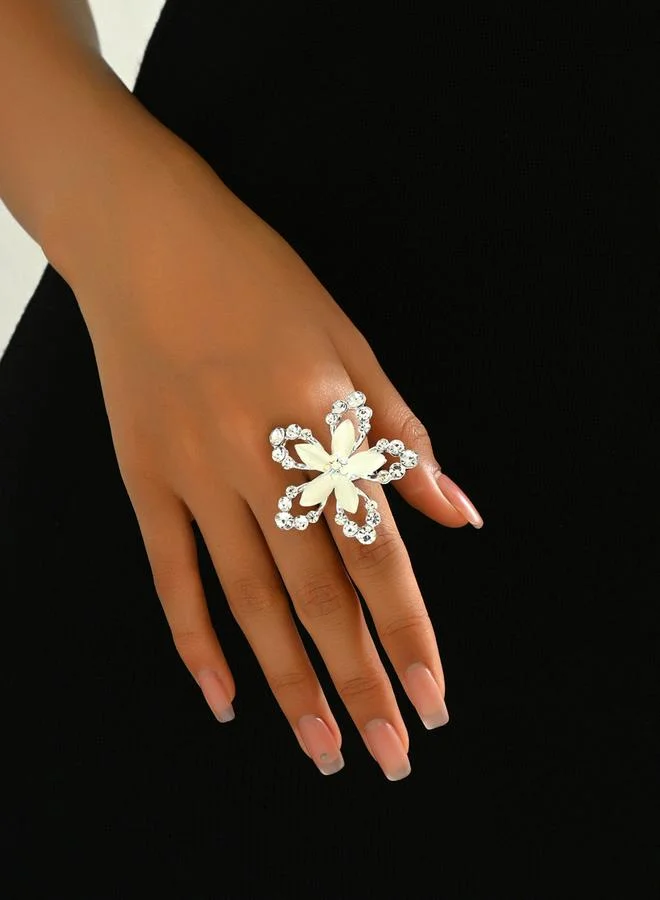 Take Two Take Two Silver Flower Statement Ring