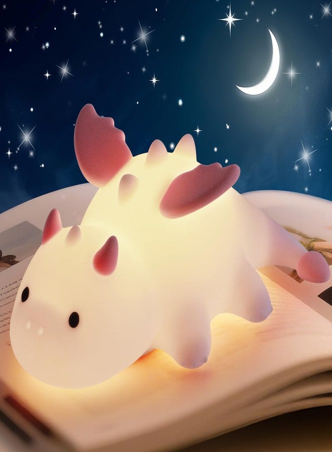AVEKI Pink Dragon Night Light, Cute Baby Dragon Lamp Gifts for Girls and Princess, 10 Modes Adjustable Touch Baby Light, Rechargeable Nursery Lamp with Timer, Portable Nightlight for Kids Girl - Image 1