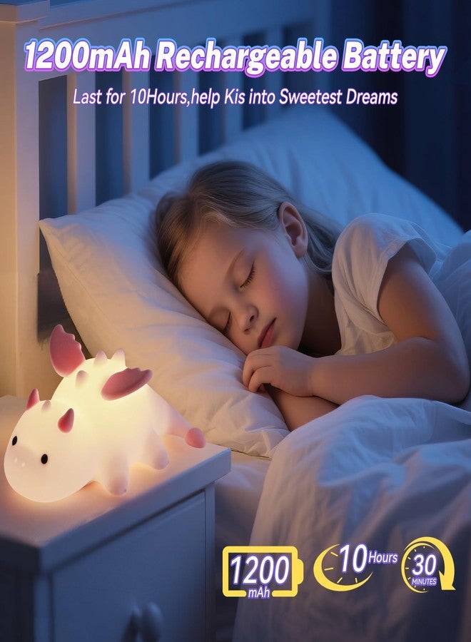 AVEKI Pink Dragon Night Light, Cute Baby Dragon Lamp Gifts for Girls and Princess, 10 Modes Adjustable Touch Baby Light, Rechargeable Nursery Lamp with Timer, Portable Nightlight for Kids Girl - Image 5