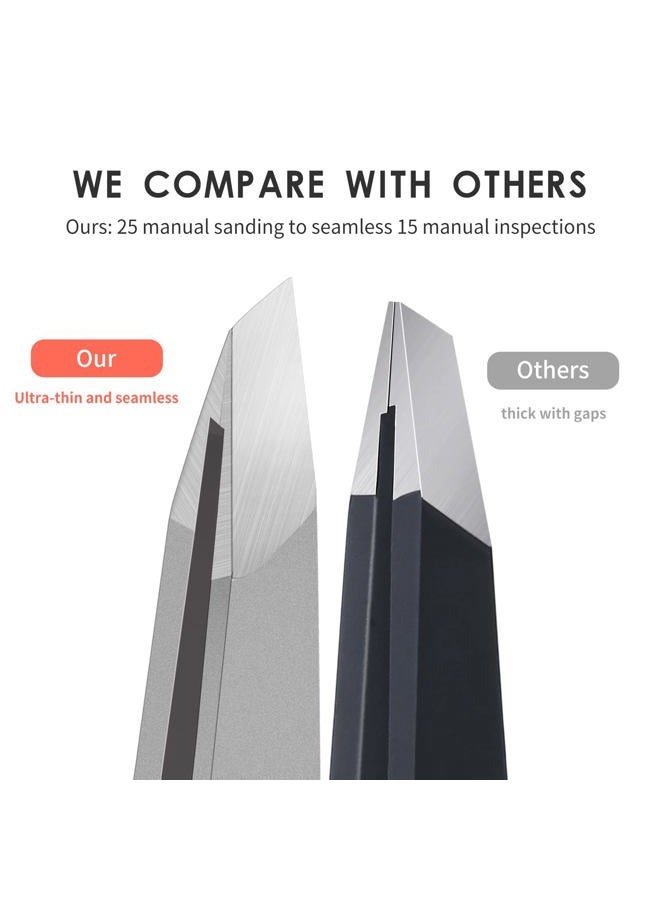 ZERNBER Eyebrow Hair Removal Tweezers, Slant Tweezer Handmade Professional Eyebrow Facial & Hair Remover No Gaps Stainless Steel - Image 2